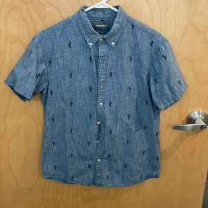 Men’s Bonobos short sleeve cactus chambray denim button down